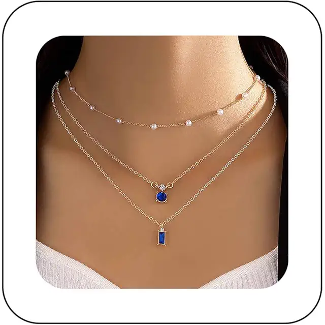 Collier Saphir Bohème avec Perles et Pendentif Bleu - Bijou Femme Cadeau
