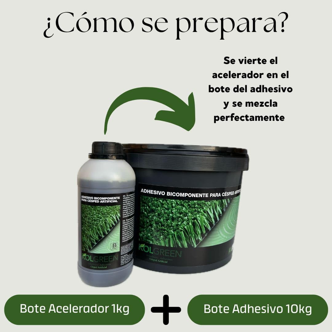 (11 kg en total) - Adhesivo Bicomponente de Poliuretano para Césped Artificial y suelos de Caucho, Ideal para uso interior y exterior, Color Verde