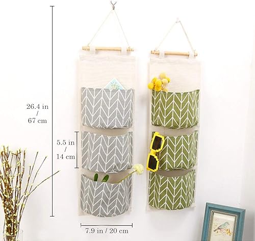 Miniatura 2 de Creatiee - 3 bolsas de almacenamiento para colgar en la pared, impermeable, para colgar sobre la puerta, organizador de bolsillo con 3 bolsillos de