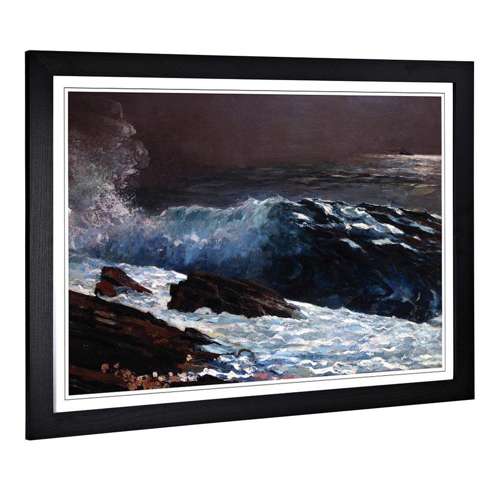 Big Box Art Framed Print of Winslow Homer Sunlight on The Coast Design | Wall Art Picture | Home Decor for Kitchen, Living Room, Bedroom, Hallway, Black, A2 / 24.5x18 Inch / 62x45cm