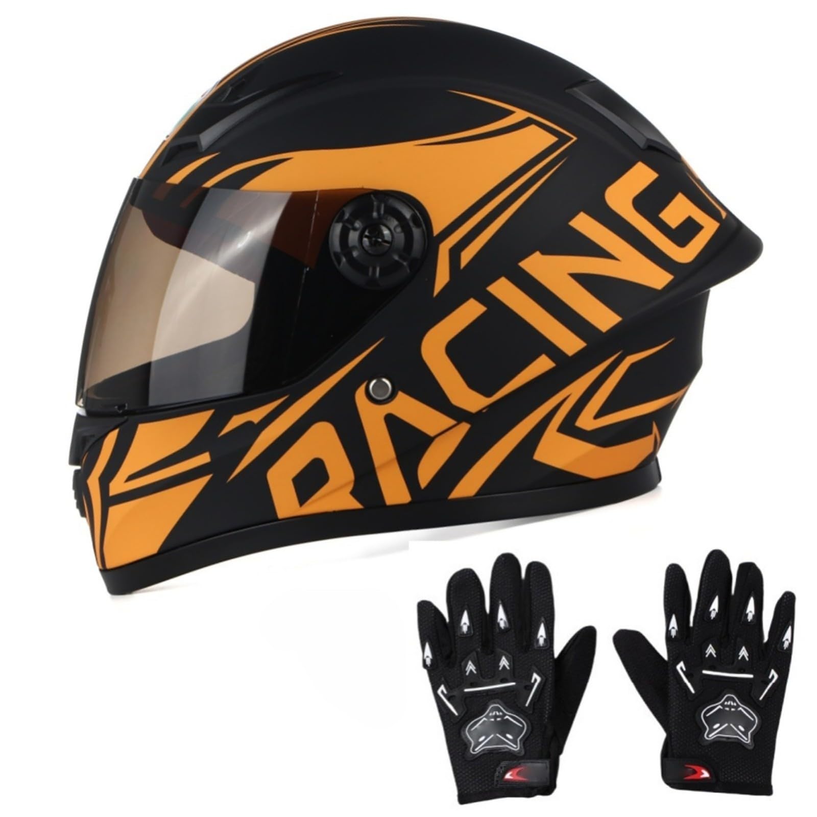 Kask dziecięcy z integralną twarzą, kask rowerowy dla chłopców i dziewcząt, kask motocyklowy z wizjerem, kask dziecięcy do jazdy na rowerze, motocyklu i skuterze 5,XL (53-54 cm)