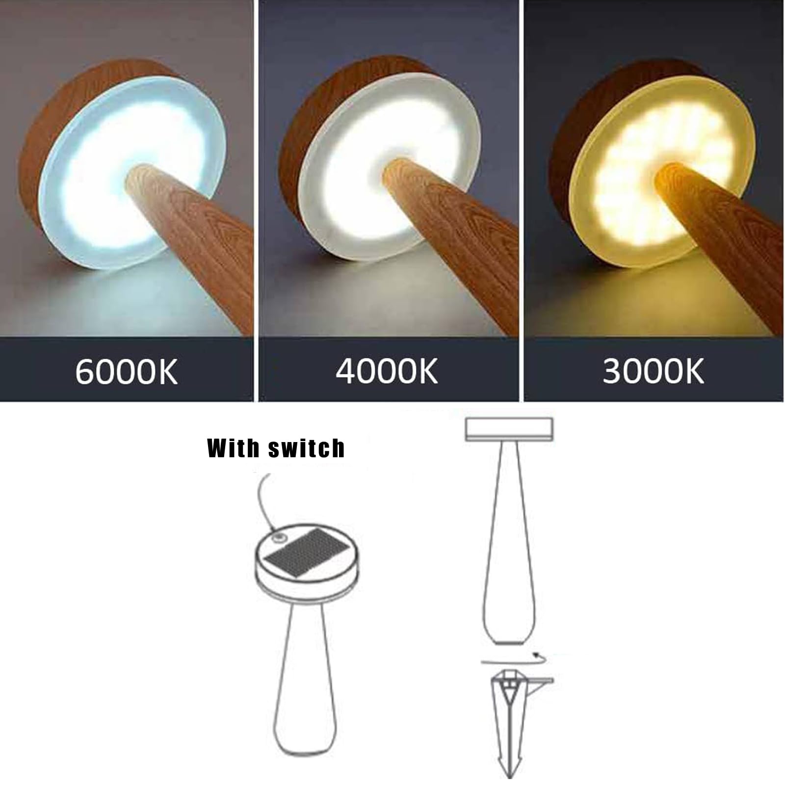 LED Wegelampe mit Dämmerungssensors Außen Solar Pollerleuchte IP65 Holzmaserung Eisen Gartenlampe, mit Erdspieß, mit Fernbedienung, Timing, Dimmbar, Warmweiß Kaltweiß Neutralweiß