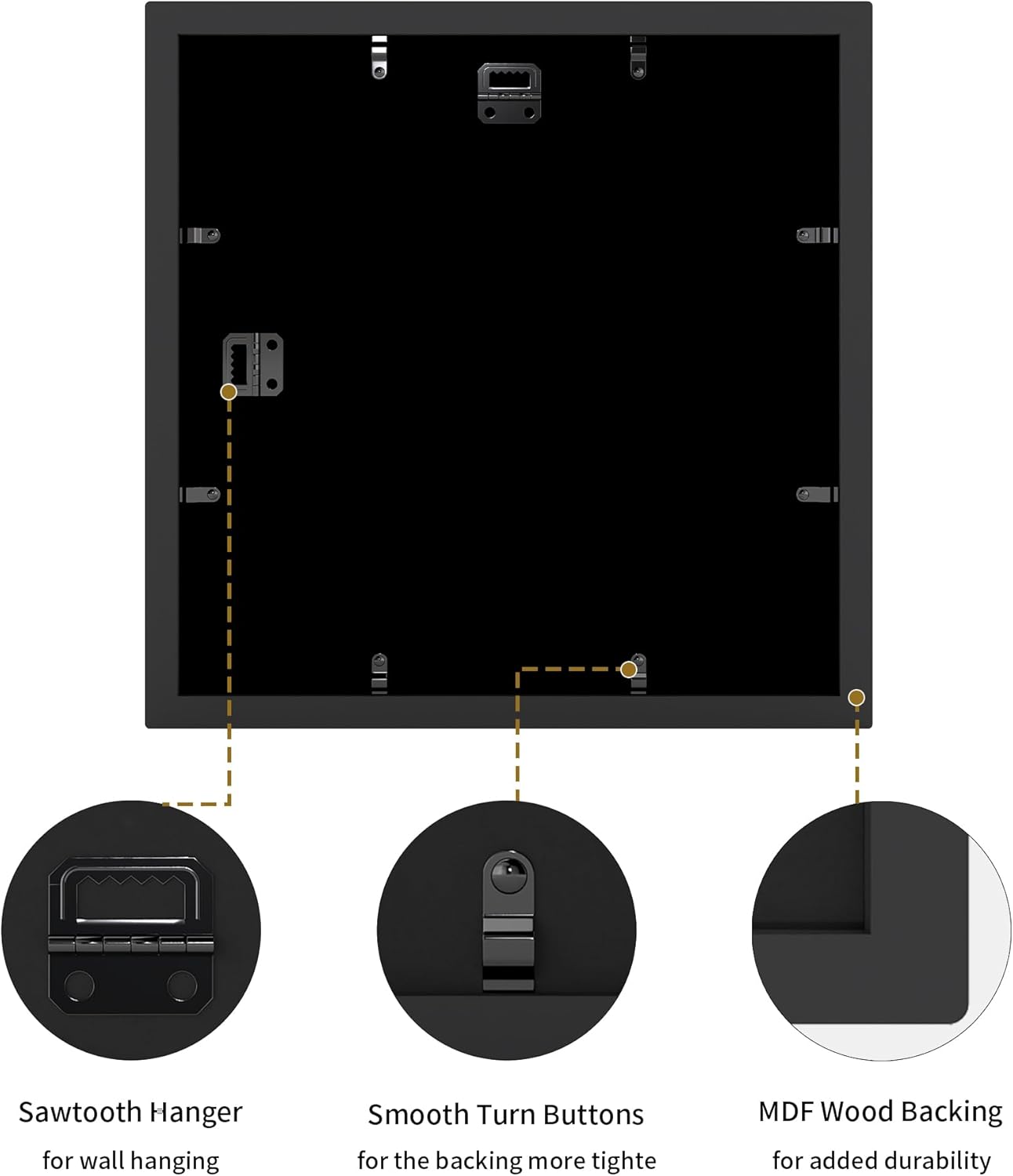 YESKAY 4x6 Picture Frame Collage,4 x 6 Multiple Photo Collage with Tempered Glass,6 Opening 4 by 6 Rustic Black Family Picture Frames for Wall Decor 1 Pack(OD:13X13in)