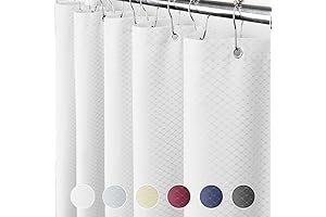 Long Shower Curtain Height 75 White Waffle Bathroom Curtain Fabric Washable Machine 72x75