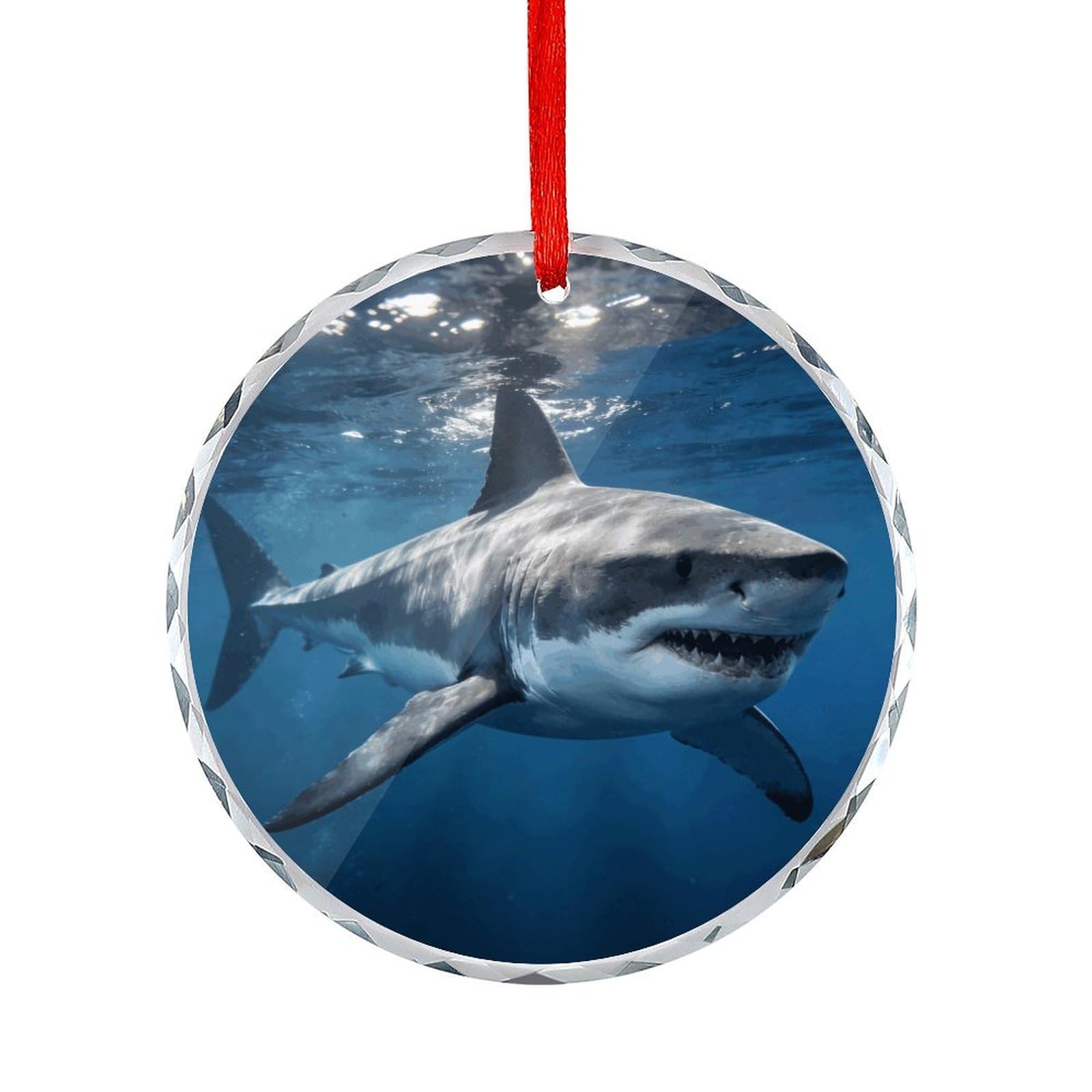 Btcowzrv Style Great White Shark Round Ornament Hanging Pendant Decor