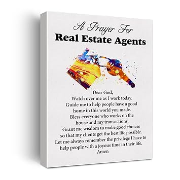 a Real Estate Agent's Prayer Quote Poster Canvas Wall Art for Office Home Decor - Real Estate Agents Canvas Print Wall Art Painting Ready to Hang Gifts - Easel & Hanging Hook 12x15 Inch