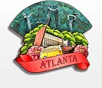 Vista 9 de Imán de madera para nevera de Atlanta Georgia USA America, colección de madera 3D, hecho a mano, recuerdos de la ciudad, imán para nevera