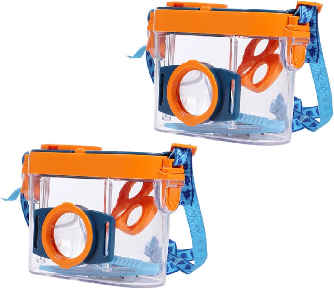 2Pcs Outdoor Exploration Magnifying Observation Boxes with Lanyard for for Science Learning and Insect Collecting