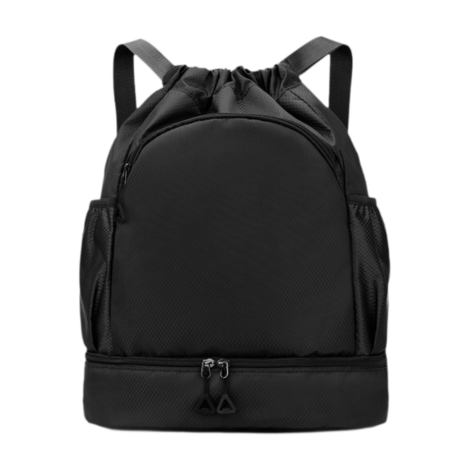 Sports Drawstring Backpack Rucksack Party Travel Organizer Women Men Gym Bag Black-image-39