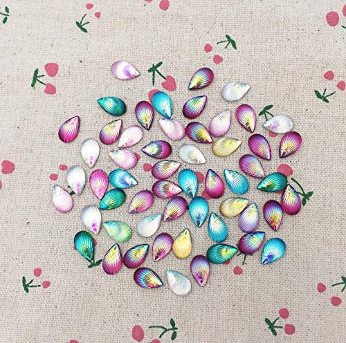 100pcs AB Color Teardrop Shell Sea Mermaid Flat Back Cabochons Decoden Flatback DP146