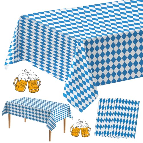 Hayfige 3 Pack Oktoberfest Tablecloth - Blue and White Checkered Tablecloth, German Beer Table Cloth Rectangular, Bavarian Table Cover for Beer Festival Oktoberfest Decorations Party, 54 x 108 inch - image 1