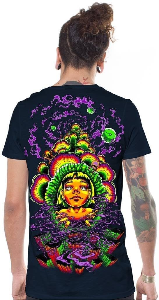 Mens Psychedelic T-Shirt Magic Mushrooms Psilocybin Festival PSY Trance Top