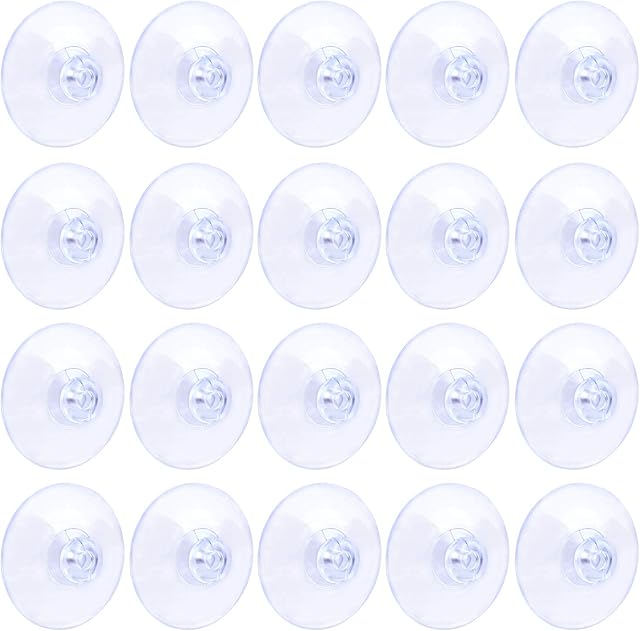 Uniclife 20 Pack Clear Suction Cups 45 mm PVC Plastic Sucker without Hooks for Home Decoration and Organization