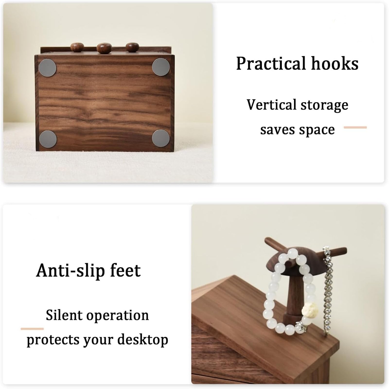Joyero De Madera para Mujer, Organizador De Joyas De 3 Niveles con 4 Cajones, Gran Capacidad De Almacenamiento, Diseño De Casa, Forro Protector, para Anillos, Small Size
