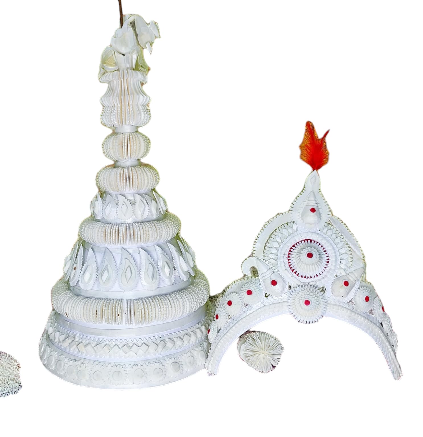 PujaDukaan Topor Mukut Set for Bengali Wedding (Premium White NB)