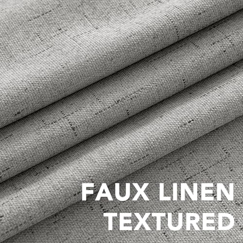 Image of H.VERSAILTEX Linen Blackout Curtains Durable Thick Textured Linen Look 100% Blackout Patio Door Curtain Anti Rust Grommet Extra Wide Sliding Door Curtain Panel, W100 x L84 inch - Dove Gray