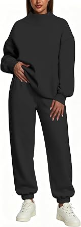 Kottke Sweatsuits Women 2 Piece Outfit Matching Lounge Sets Fall Outfits Fashion Clothing Turtleneck Long Sleeve Hoodies