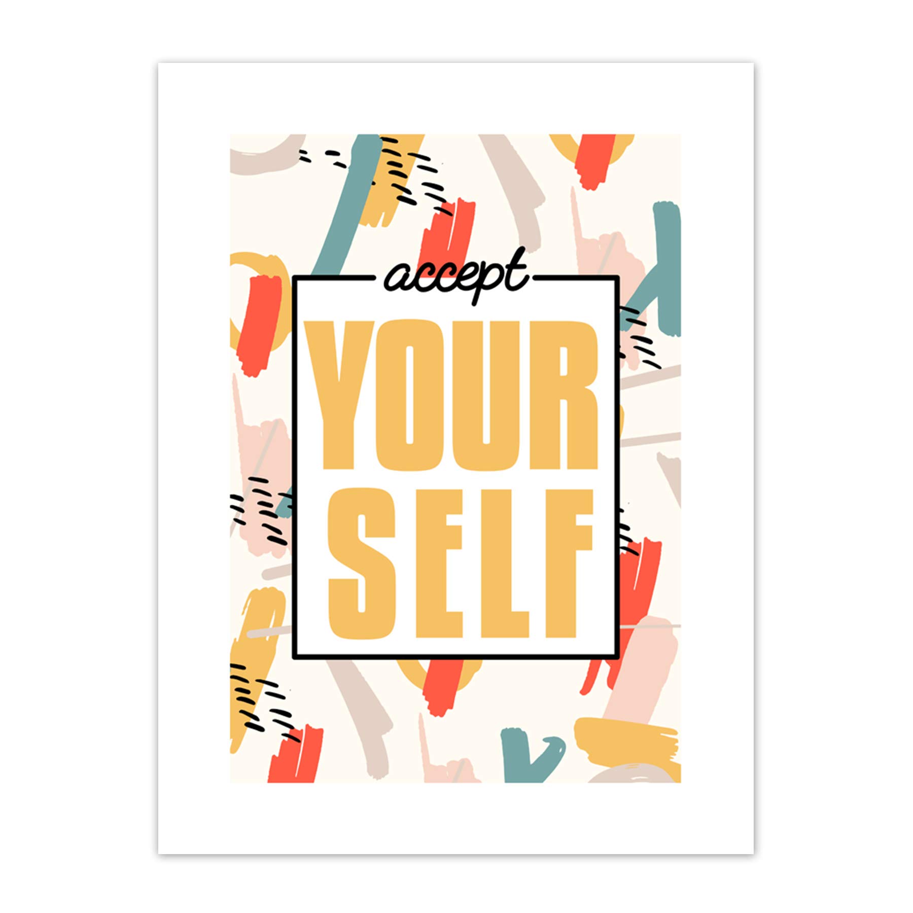 Wee Blue Coo Funky Affirmation Accept Yourself Art Print Canvas Premium Wall Decor Poster