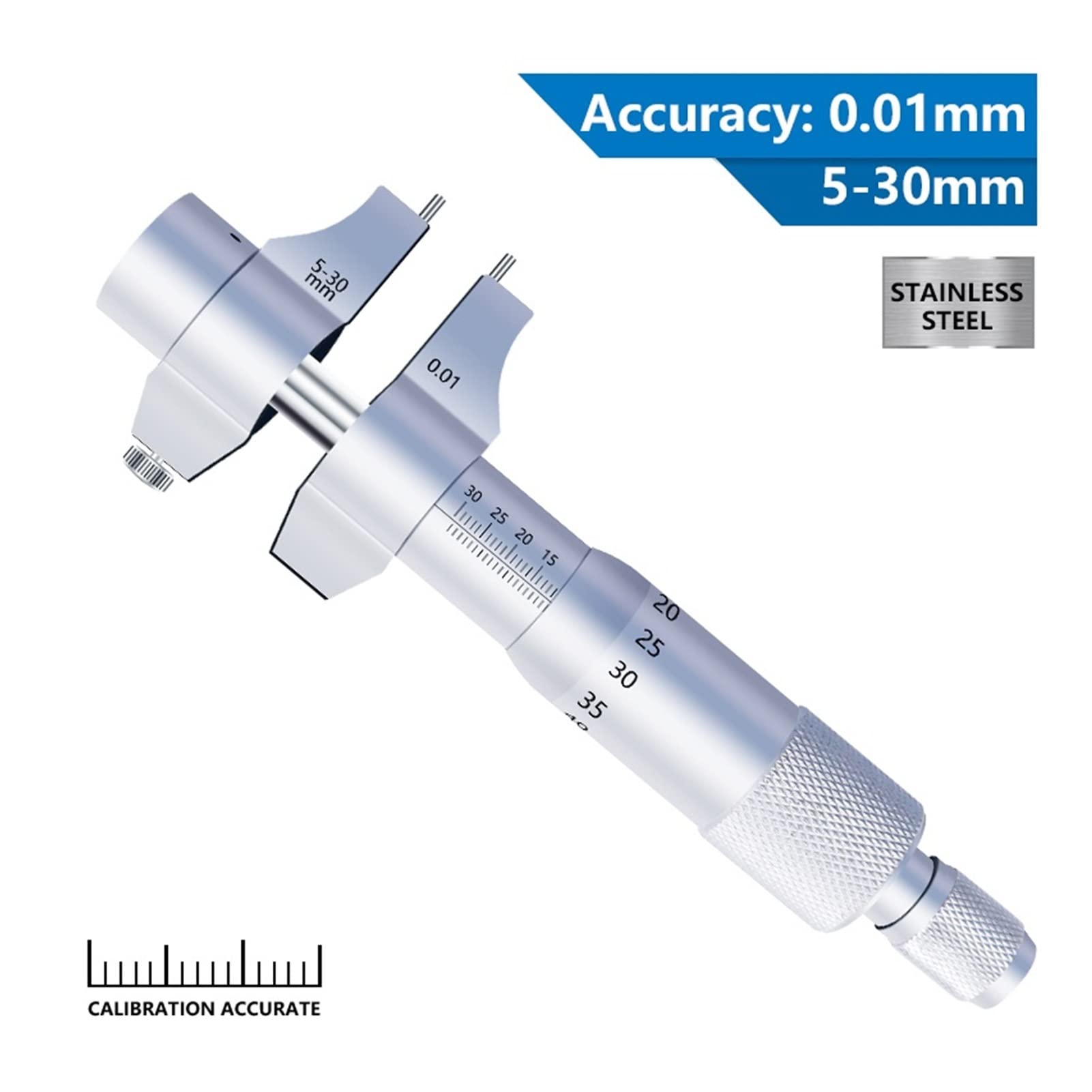 Micrómetro digital Micrómetro 5-30mm Inside Micrometer Micrometer Carburo Diámetro Interno Herramienta de medición Calibrador Calibrador