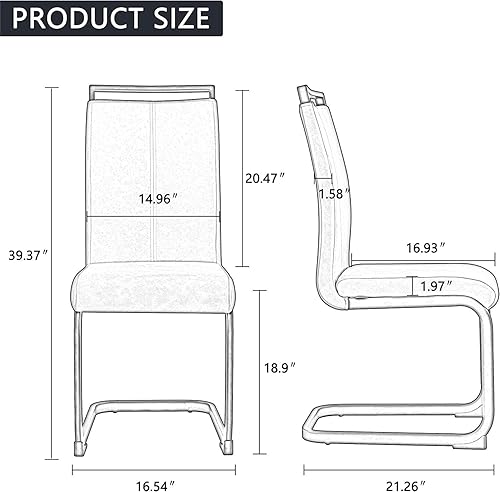 Miniatura 2 de Baysitone Juego de 4 sillas de comedor modernas, sillas laterales y de cocina con asiento acolchado de piel sintética, respaldo alto, para comedor,