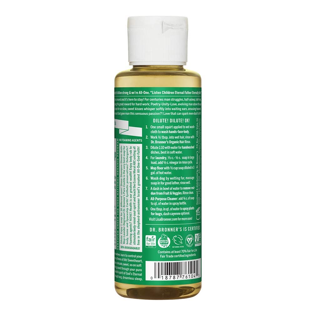 Dr. Bronner's - Pure-Castile Liquid Soap (Almond, 32 ounce) - Made with Organic Oils, 18-in-1 Uses: Face, Body, Hair, Laundry, Pets and Dishes, Concentrated, Vegan, Non-GMO
