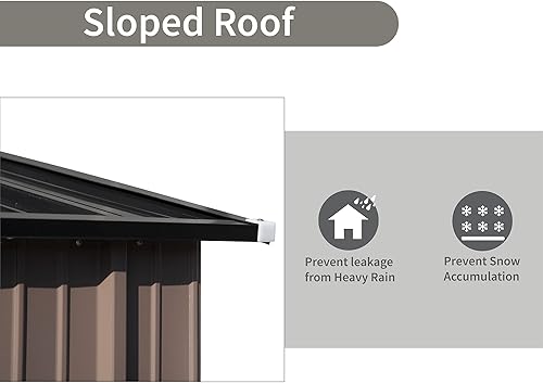 Miniatura 5 de Cobertizo de almacenamiento para exteriores de 5 x 3 pies, cobertizo de almacenamiento de metal con estante ajustable y puerta con cerradura,