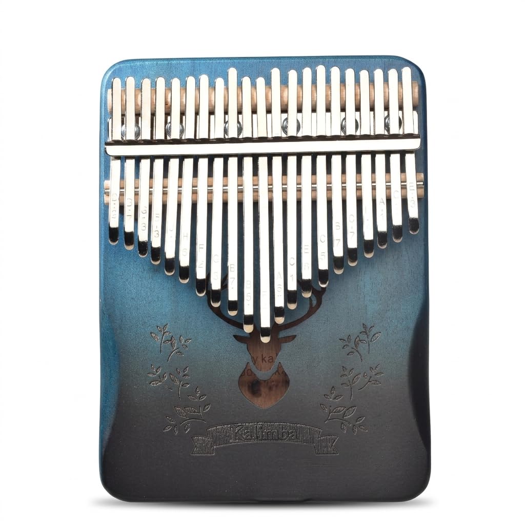 Kalimba Thumb 21 Keys Piano with Engraved Notes, Blue Deer Serinity, Dual Color-image-29