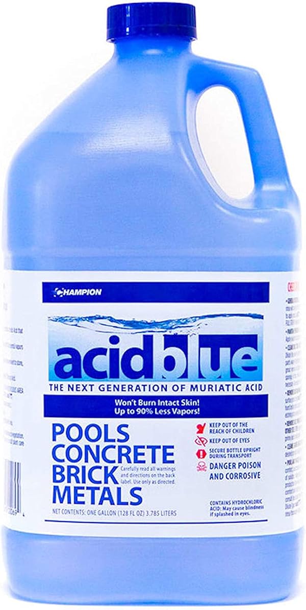 CPDI Acid Blue Muriatic Acid Swimming Pool pH Reducer Balancer and Concrete Cleaner | Buffered, Low-Fume - 1 Gallon by ACIDBLUE - Used condition - US$20.54