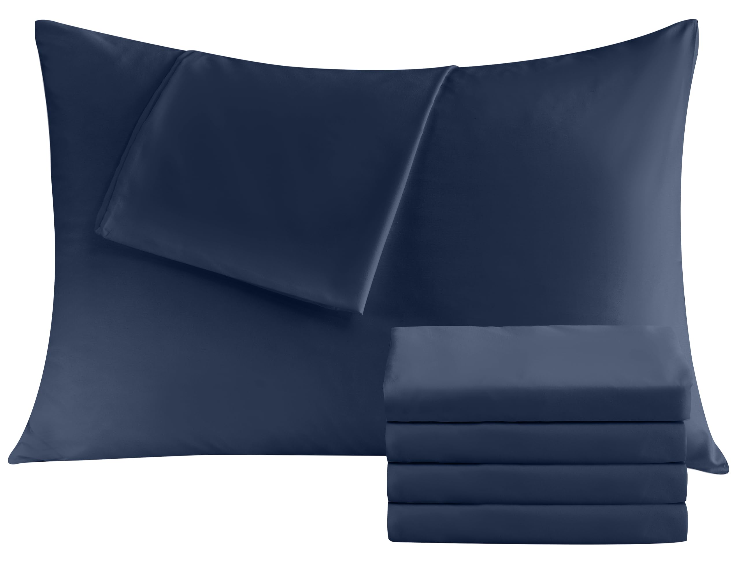 Photo 1 of Pillowcases Standard 4 Pack, 20x26 Pillow Cases with Envelope Closure, Soft Plain Brushed Microfiber Covers Breathable Wrinkle-Resistant, Navy Blue