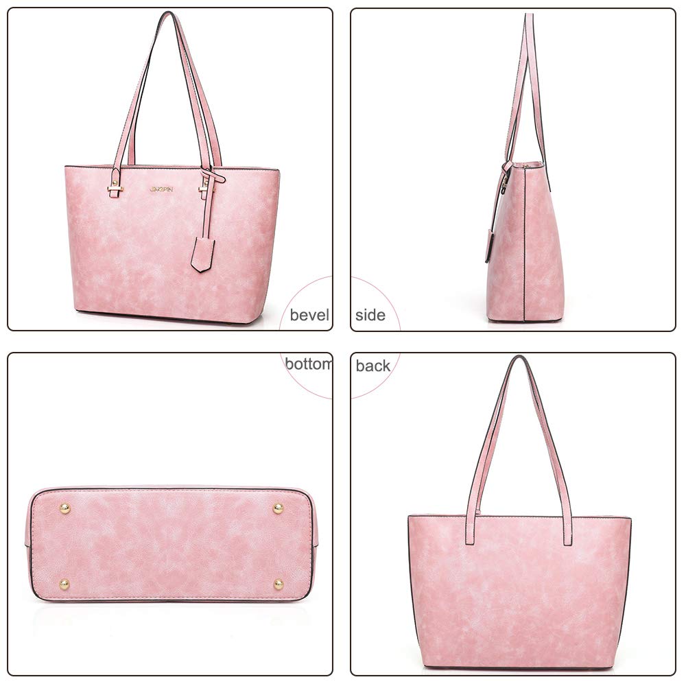 Juego de 5 bolsos de mano de piel sintética para mujer, color Rosa, talla Talla única
