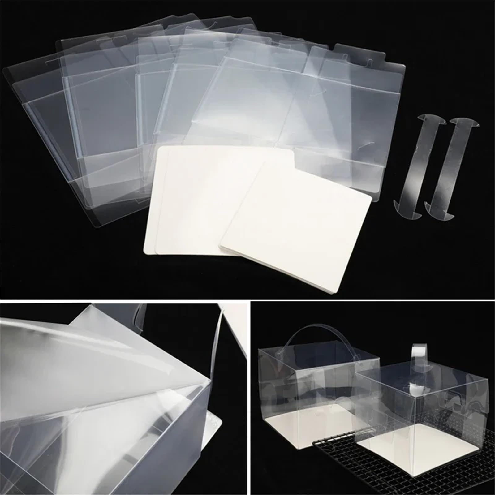 Caja embalaje 5Pcs Handheld Transparent Birthday Cake Box Baking Clear Plastic Cupcake For Weddding Party para tartas(16x16x16cm)