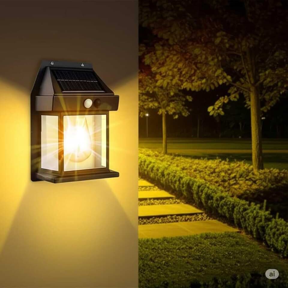Luminária Solar de Parede Arandela LED com Sensor de Movimento | Refletor Solar Externo IP65 à Prova d'Água | Luz de Segurança Automática para Jardim, Quintal e Garagem | Kit Instalação Incluso