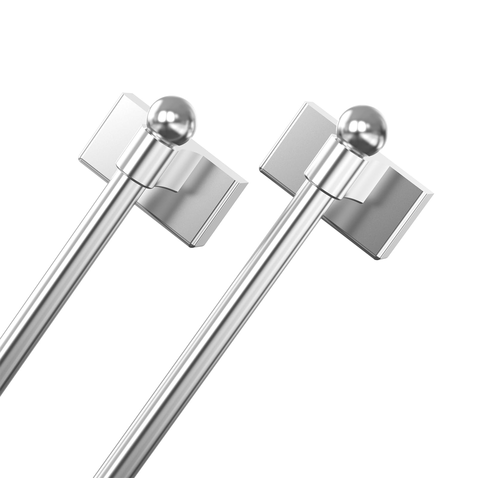Adjustable Magnetic Curtain Rod for Metal Doors from 9” to 16”, [Magnetic Towel Bar][Magnet Curtain Rod for Classroom Whiteboard] [French Door Curtain Rod](Silvery, 9-16 Inch 2 Pack)
