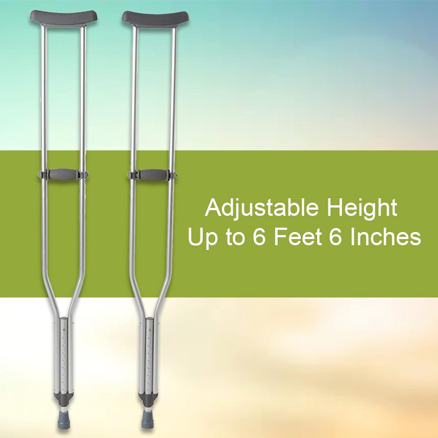 McKesson Aluminum Adjustable Underarm Crutches for Tall Adults, Max 350 lbs, 1 Pair