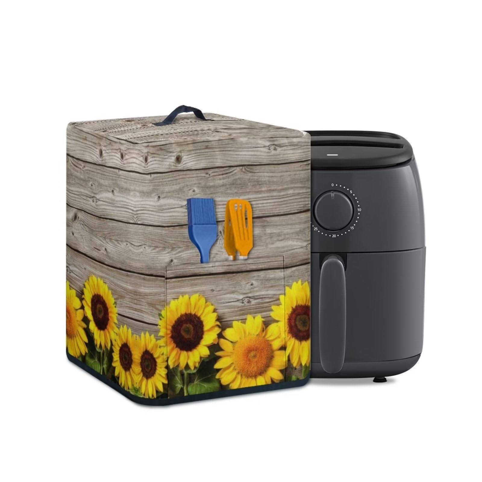 HUISEFOR Air Fryer Cover for Kitchen Appliance Protective Covers Washable, Cute Sunflower Dust Covers Top Handle Tabletop Decorations