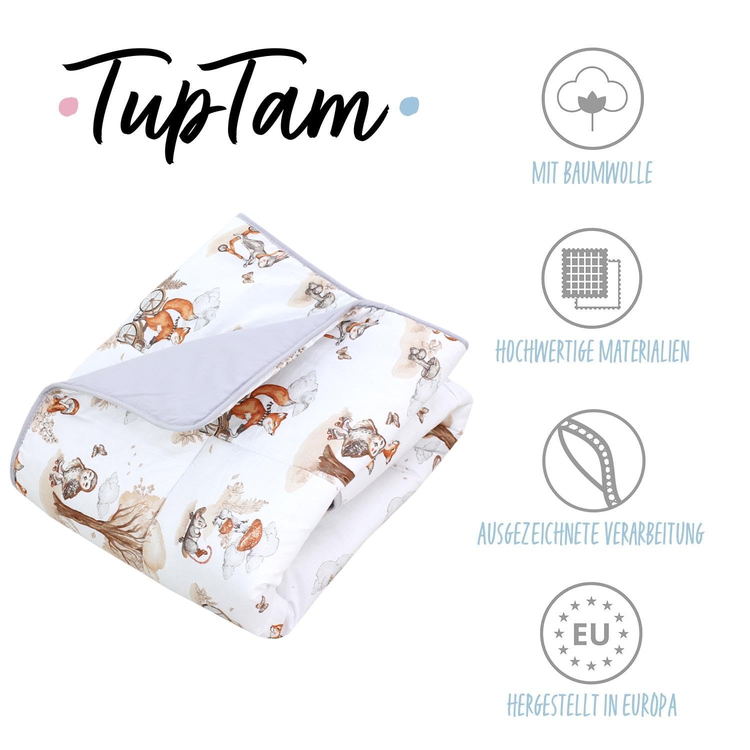 ULLENBOOM Peuterdeken & boxkleed Wafelmotief Floral Sand 100 x 100 cm