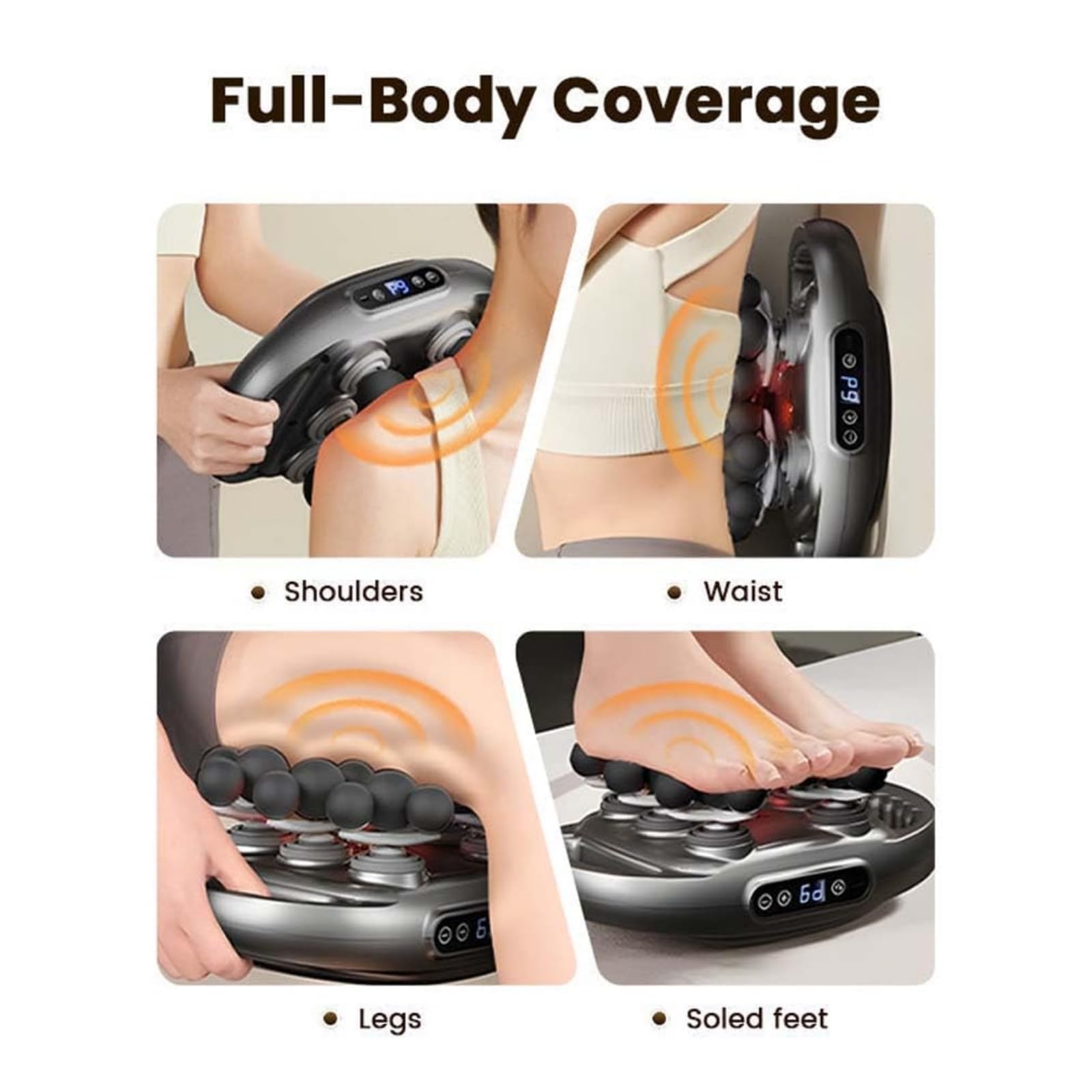 Pistola de Masaje Muscular de Tejido Profundo | Masajeador Eléctrico Portátil con 12 Cabezali, 9 Modos y 9 Velocidades para Relajación y Recuperación de Espalda, Hombros, Piernas y Pies (Blanco)