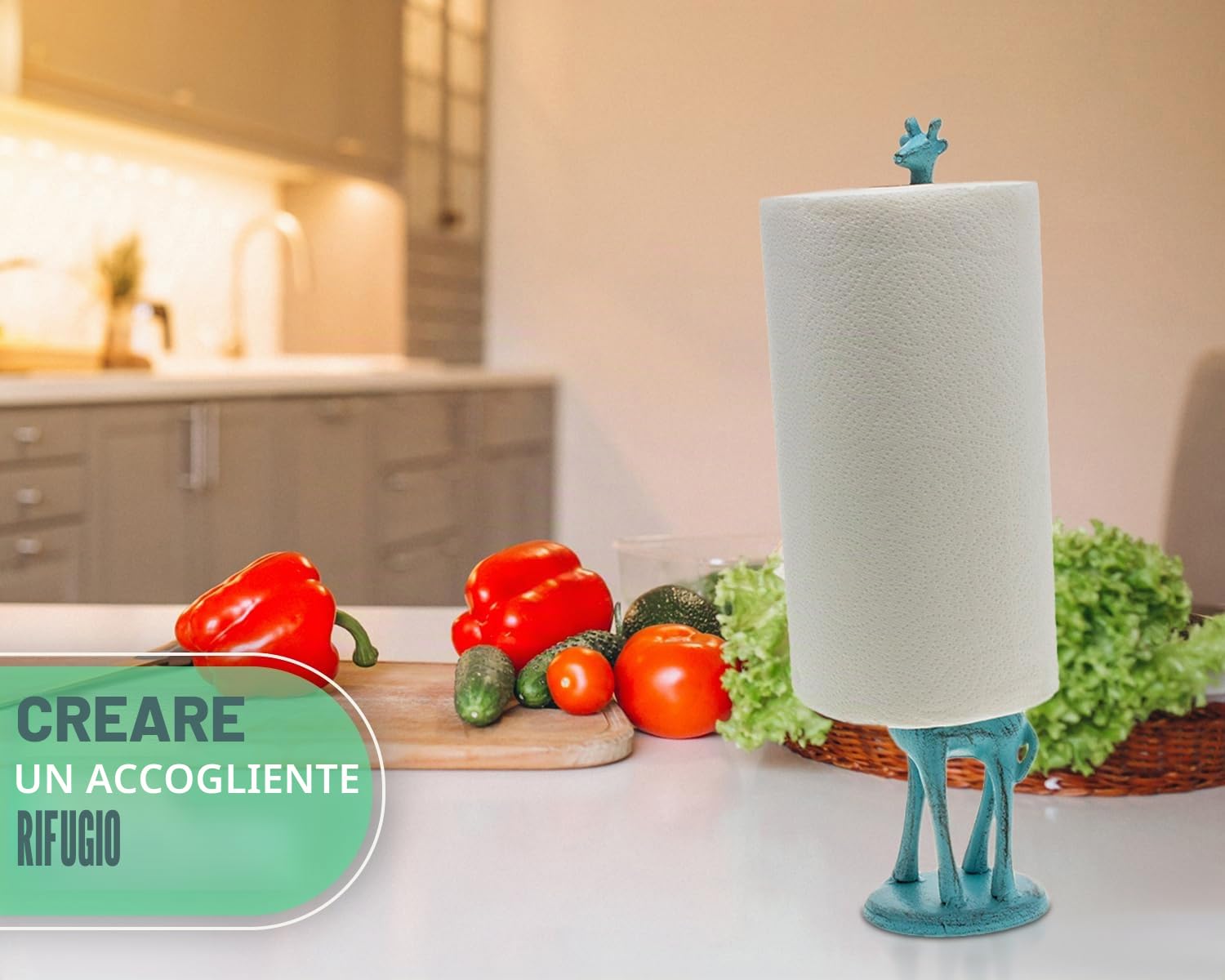 Portarotolo per carta da cucina o portarotolo per carta igienica autoportante - Portacarta in ghisa a forma di giraffa - Portarotolo per carta igienica da bagno o portarotolo per carta da cucina da