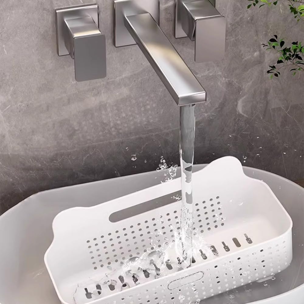 Mensola da bagno Portaoggetti da doccia in plastica, organizer da parete for doccia con 6 ganci, cestino portaoggetti da doccia senza foratura for bagno, cucina, lavanderia, balcone Scaffali galleggia