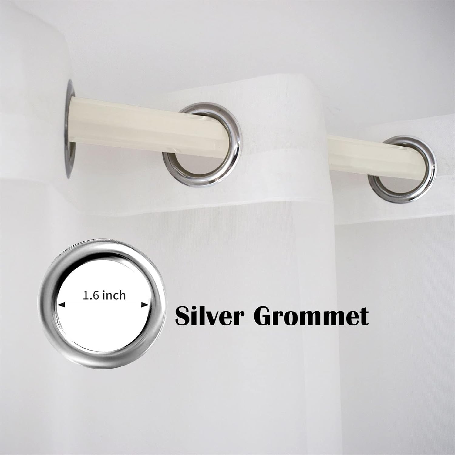 Outdoor Curtain for Patio, White Linen Look Semi-Sheer Curtains Waterproof Gazebo Curtains Top & Bottom Grommet for Pergola Balcony Pool Indoor 2 Panels, W52 x L84