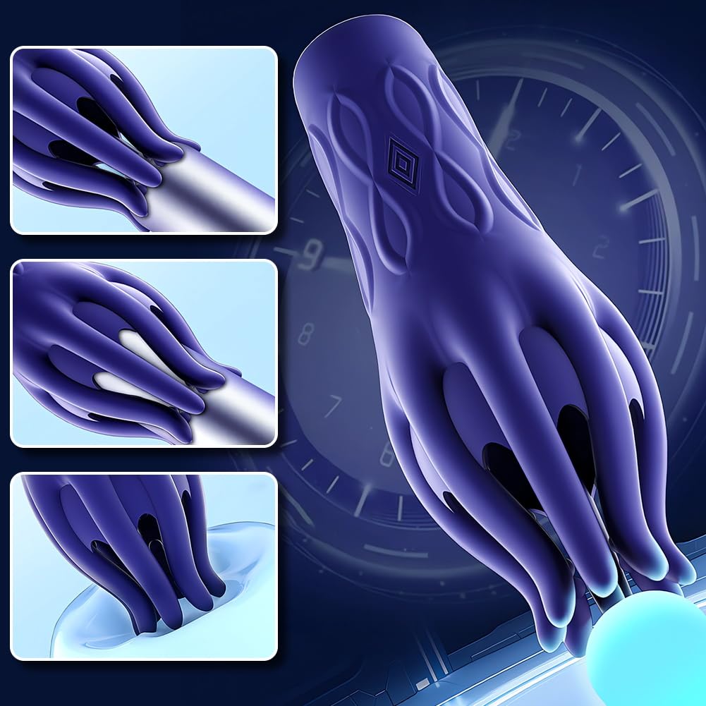 Entraîneur de pénis,Masturbateur électrique hommes avec 10 modes de vibration,Poche pour pénis, appareil de massage manuel du gland, jouet sexuel pour améliorer l'endurance sexuelle (bleu profond)