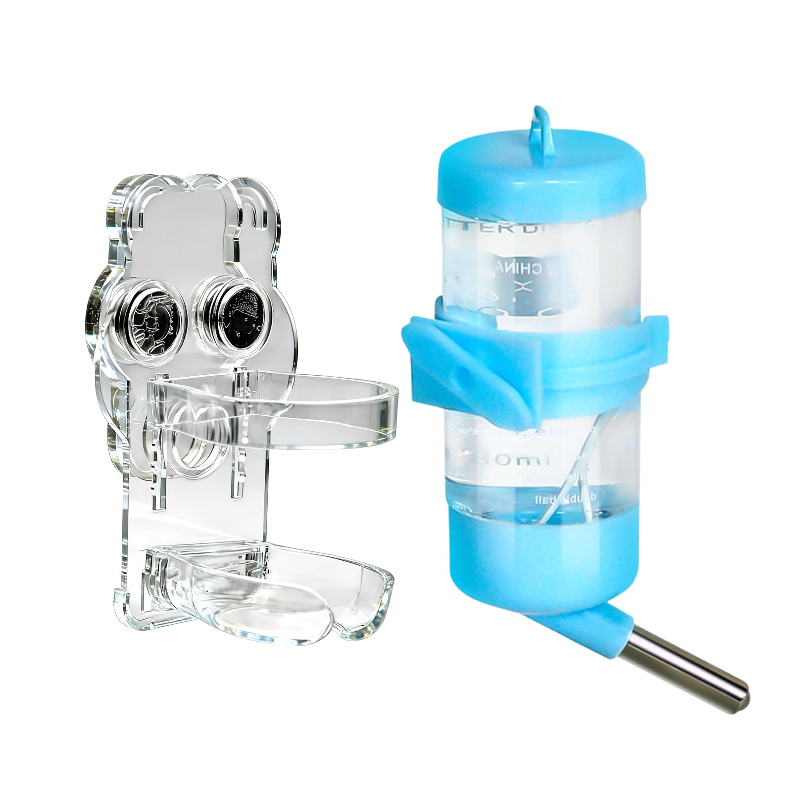 ハムスター 給水器 強力マグネット 給水ボトルホルダー 磁気吸着 水飲み器 金網＆アクリルケージ対応 高さ調整可能 工具不要で簡単取付 落下防止設計 水漏れ防止 自動給水器 安定 ハムスター ウサギ ジェルビル モルモット 小動物用 80ml