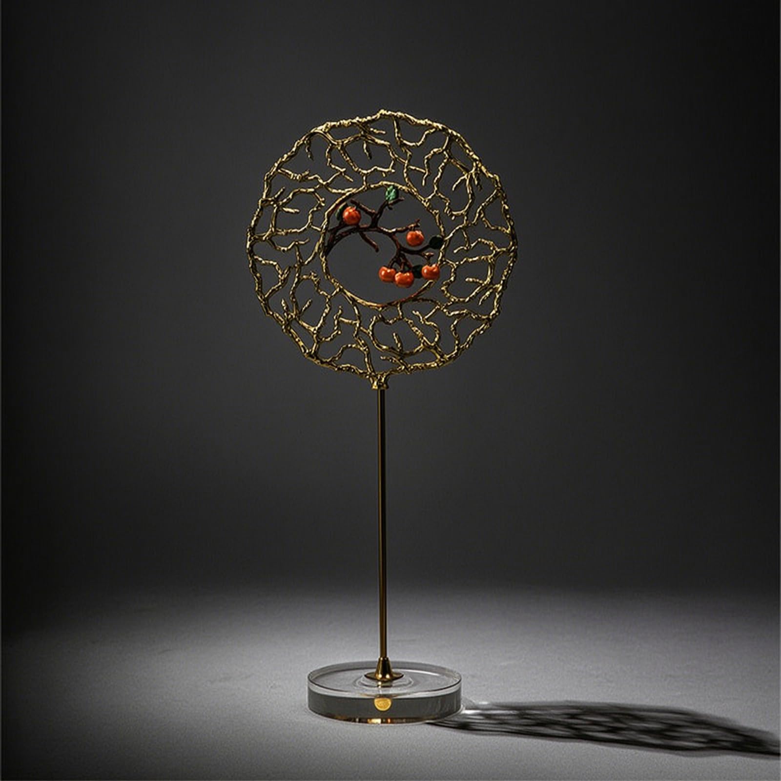 Colcolo Enamel Home Ornamento Artistico da Tavolo Scultura con Anello Aperto Motivo Ramo di Dettagli Vivaci Finitura Base Acrilica Adatta per Consolle Scaffali Reception Casa, RD7402L