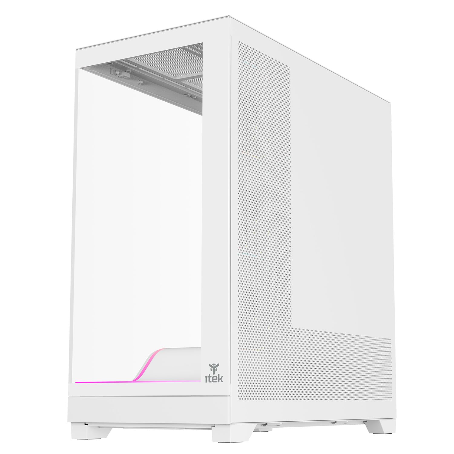 Itek Case Gaming SHOWBUI WAVE 82W - Tower ATX con 4 ventole ARGB 12 cm incluse - 2xUSB3, Type-C- paratia frontale e laterale in vetro temp scuro - Ed. Bianca