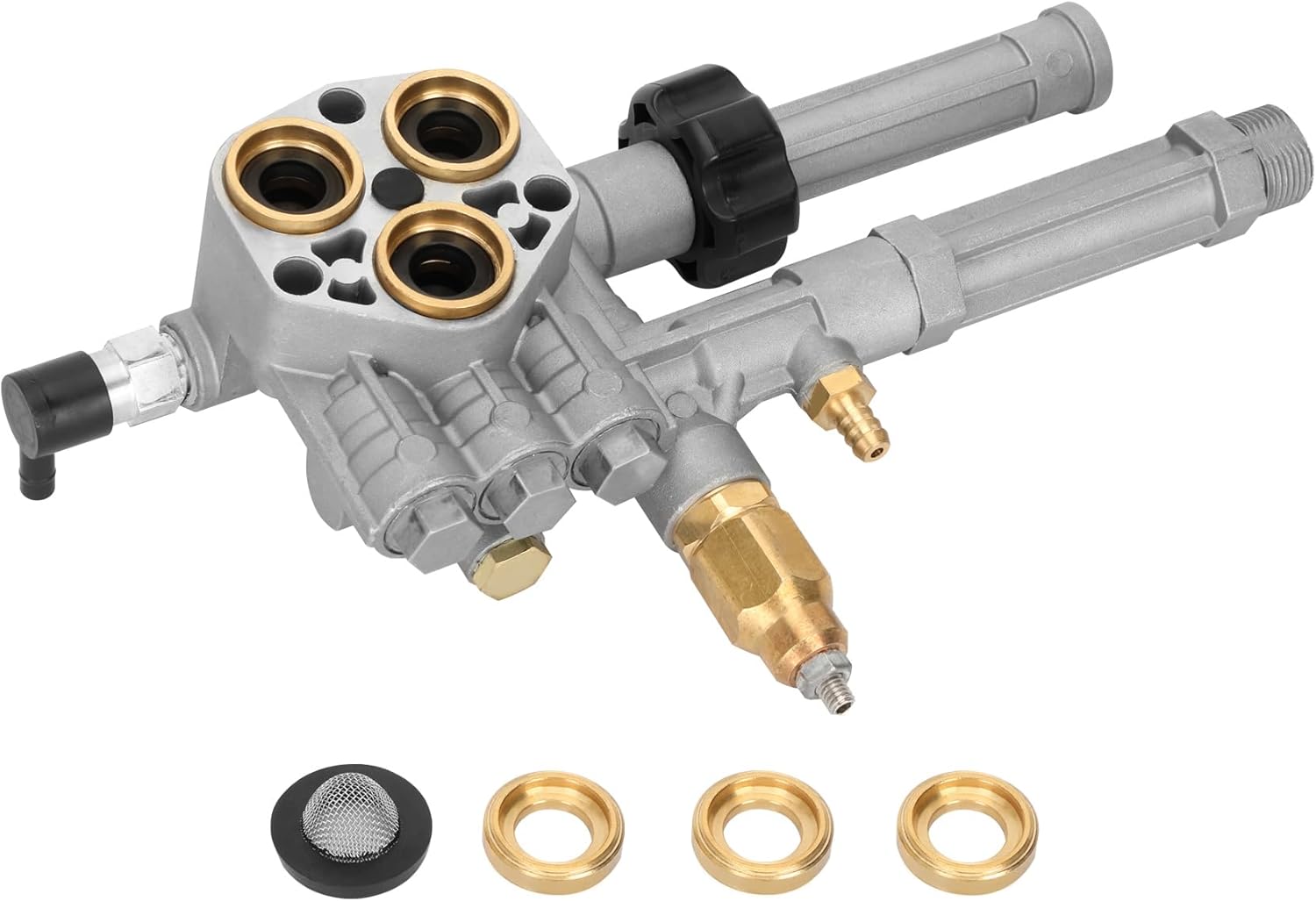 Pressure Washer Pump Head Assembly AR43361,Troy Bilt SRMW2.3G28 SRMW2.4G28 Pumps, AR43361 Pressure Washer Pump Head, Replacement for Annovi Reverberi for Troy Bilt with Unloader and Relief Valve