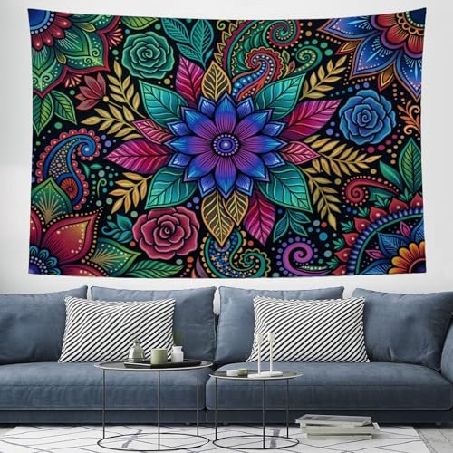 Tapiz de dormitorio JRISEMECY de 230x150cm en microfibra cian oscuro