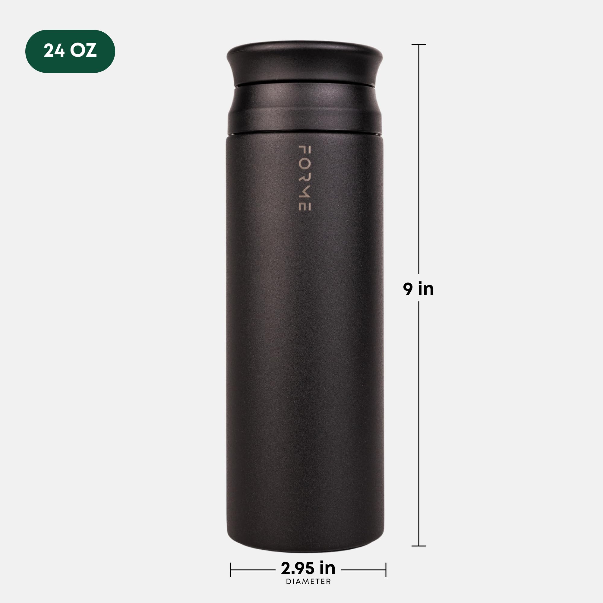 FORME Shaker - Coctelera de proteínas de acero inoxidable de 700 ml, doble pared aislada al vacío, bebidas frías y calientes, agitador silencioso, a prueba de fugas, se adapta a portavasos, sin