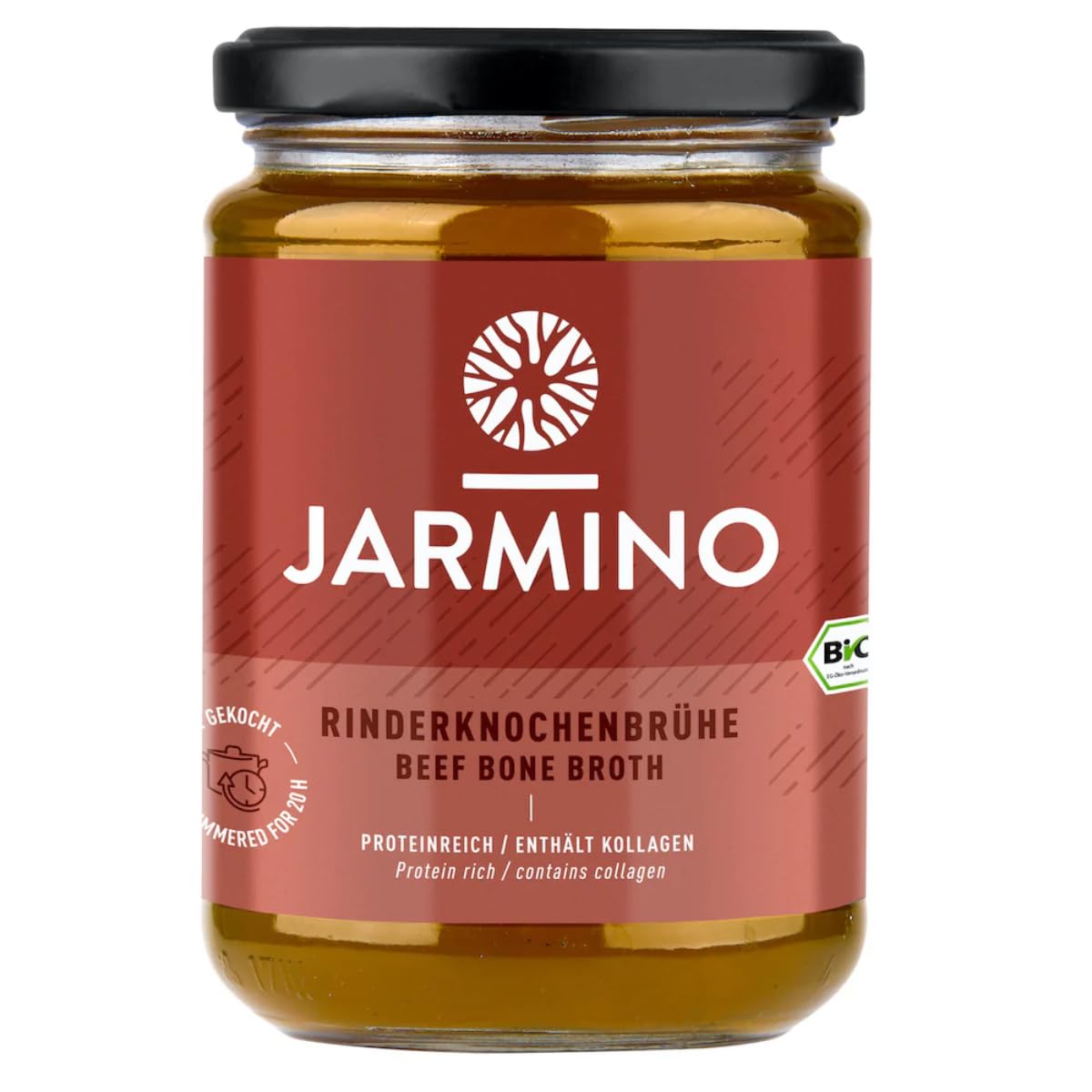 BONE BROTH caldo de hueso de carne ecológico en tarros / ganado alimentado con hierba / colágeno y ácido hialurónico naturales / caldo de hueso (4 x 350 ml)