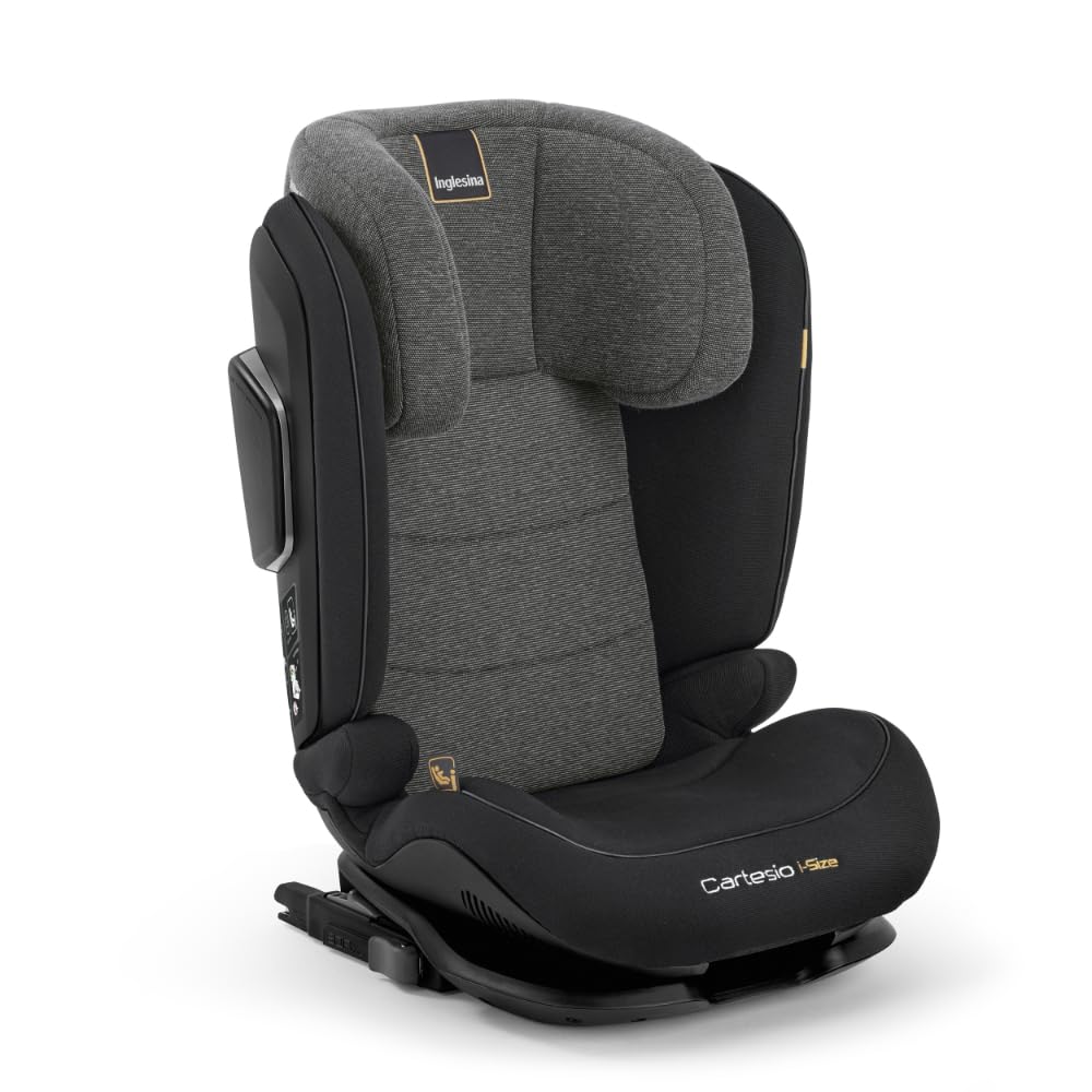 Inglesina Cartesio i-Size Seggiolino Auto, Isofix, per Bambini da 3 a 12 Anni circa, dai 100 ai 150 cm, Vulcan Black