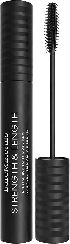 Strength & Length Serum-Infused Black Mascara with Plant-Based Lash Serum, Lengthens, Lifts & Defines for Healthier Lashes, Vegan, Safe for Contact Lens Wearers